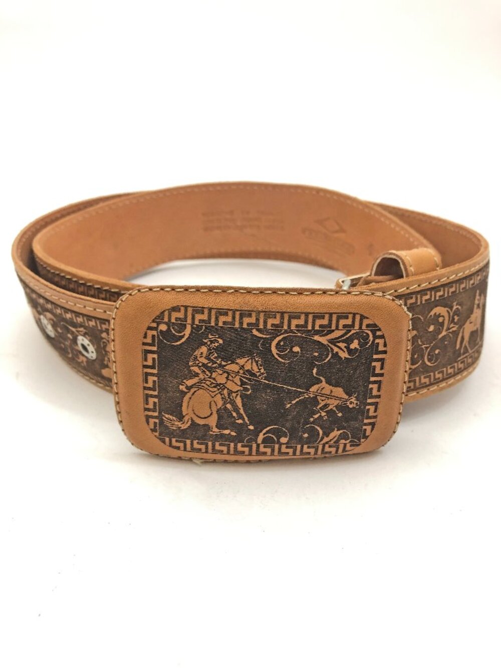 Innovation Western Belt Leather w/Cowboy Scenes On The Belt & Buckle